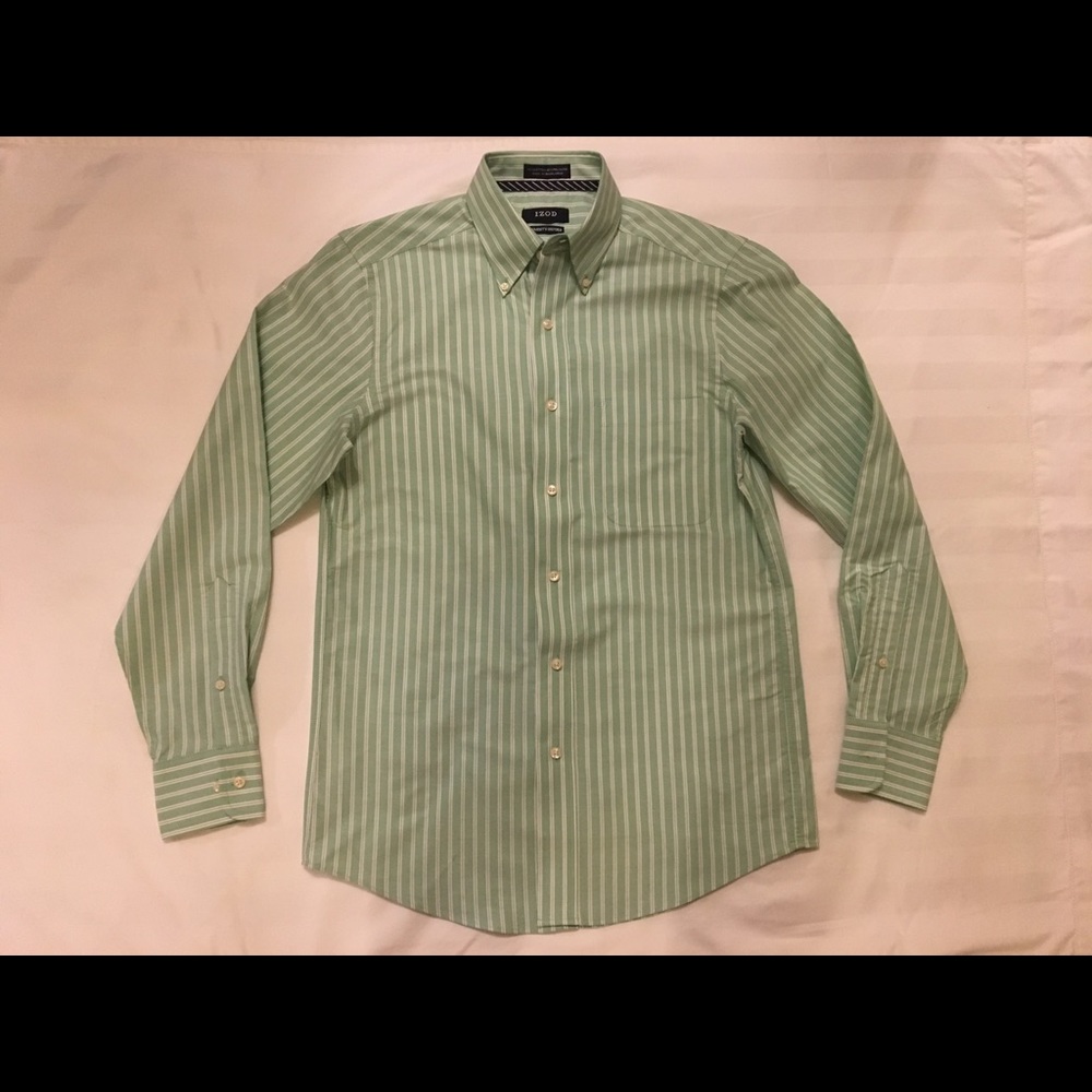 IZOD men’s mint green & white striped dress shirt